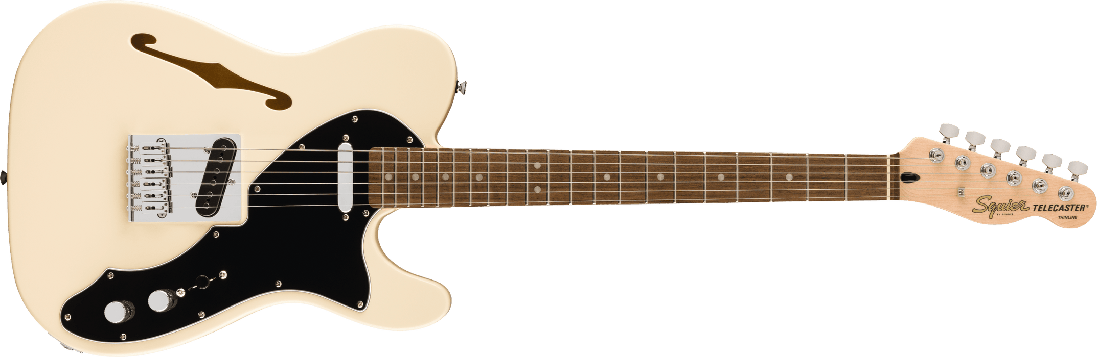 Fender Squier Affinity Series® Telecaster® Thinline, Laurel Fingerboard, Black Pickguard, Olympic White