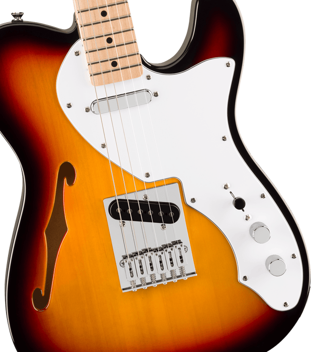 Fender Squier  Affinity Series® Telecaster® Thinline, Maple Fingerboard, White Pickguard, 3-Color Sunburst