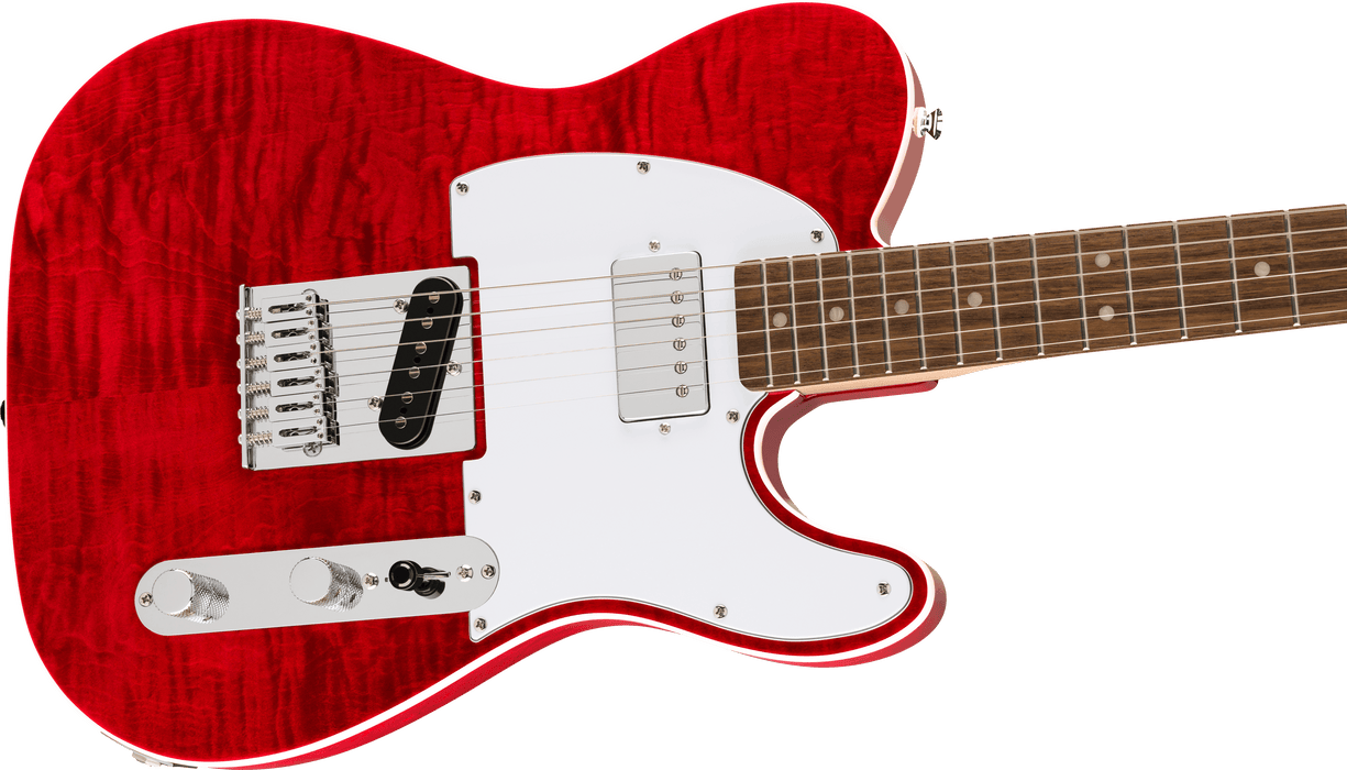 Fender Squier Affinity Series® Telecaster® FMT SH, Laurel Fingerboard, White Pickguard, Crimson Red Transparent