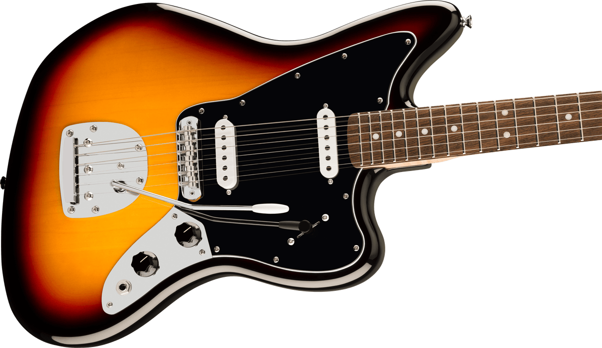 Fender Squier Affinity Series® Jaguar®, Laurel Fingerboard, Black Pickguard, 3-Color Sunburst