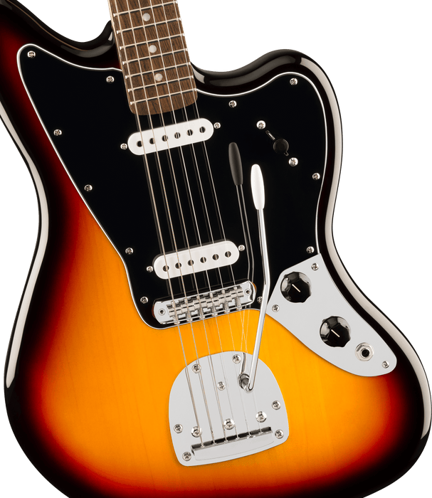 Fender Squier Affinity Series® Jaguar®, Laurel Fingerboard, Black Pickguard, 3-Color Sunburst