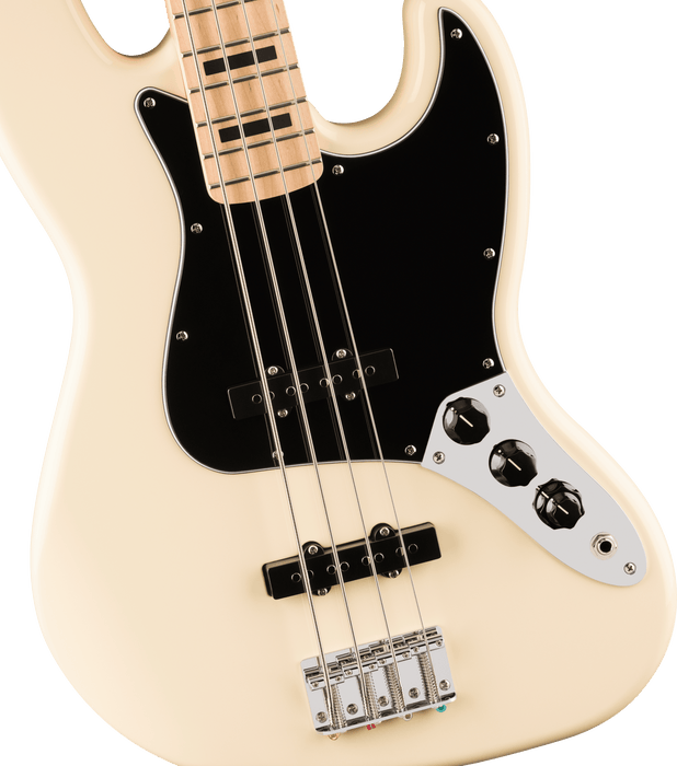 Fender Squier Affinity Series® Active Jazz Bass®, Maple Fingerboard, Black Pickguard, Olympic White