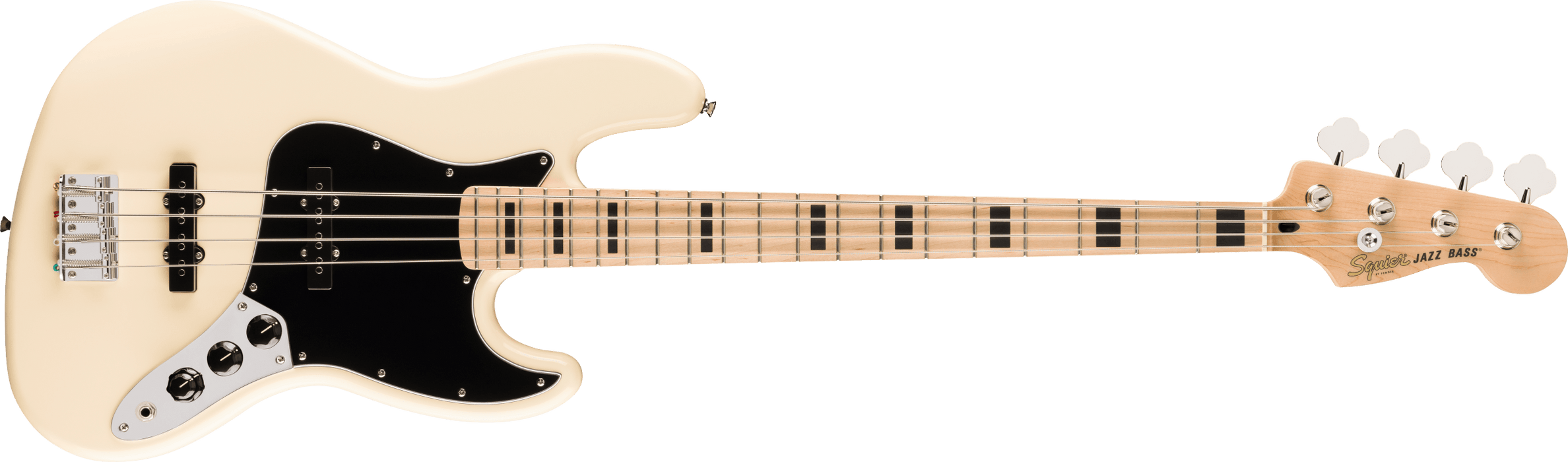 Fender Squier Affinity Series® Active Jazz Bass®, Maple Fingerboard, Black Pickguard, Olympic White