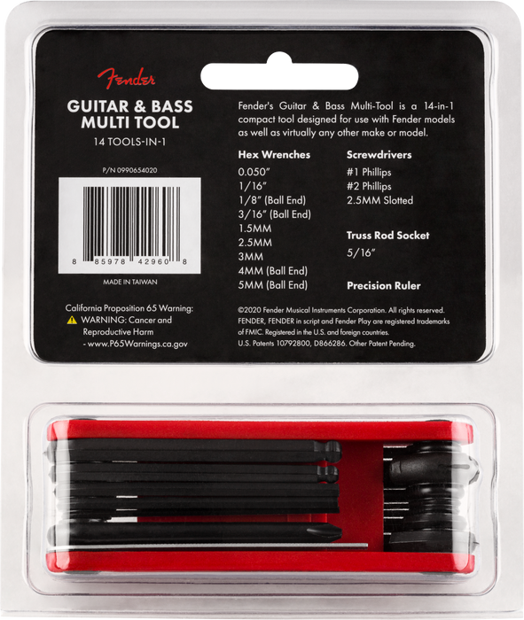 Fender Guitar & Bass 14 in 1 Multi-Tool - Guitar Warehouse