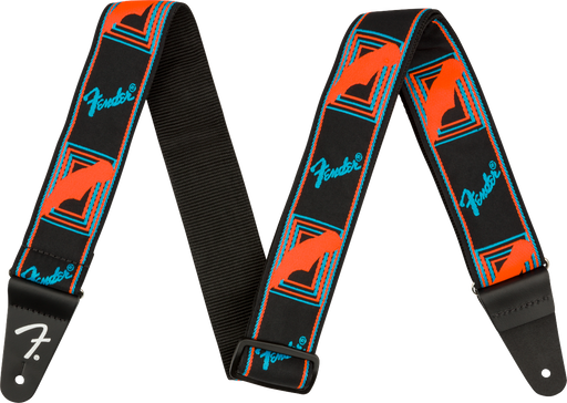 Fender Neon Monogrammed Strap, Blue and Orange, 2" - Guitar Warehouse
