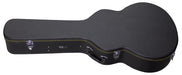 Black guitar case on a white background