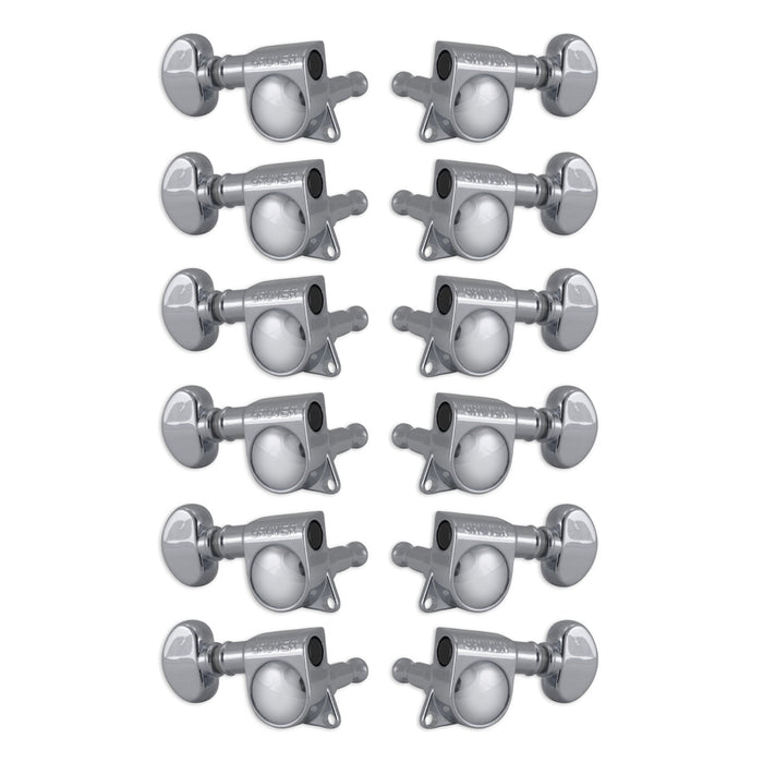 Grover Mid-Size Rotomatics Machineheads ~ 6 in-line ~ 12-String ~ Chrome