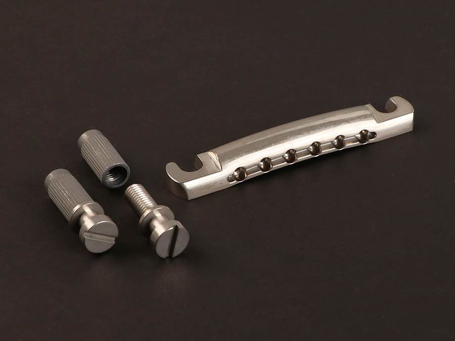Gotoh Master Guitar Bridge - Relic Collection GE101A Aluminium Tailpiece with Studs - Aged Nickel