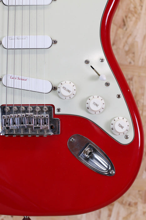 2002 Squier Affinity Stratocaster in  Red c/w Lace Sensor Pickups - Pre-Owned