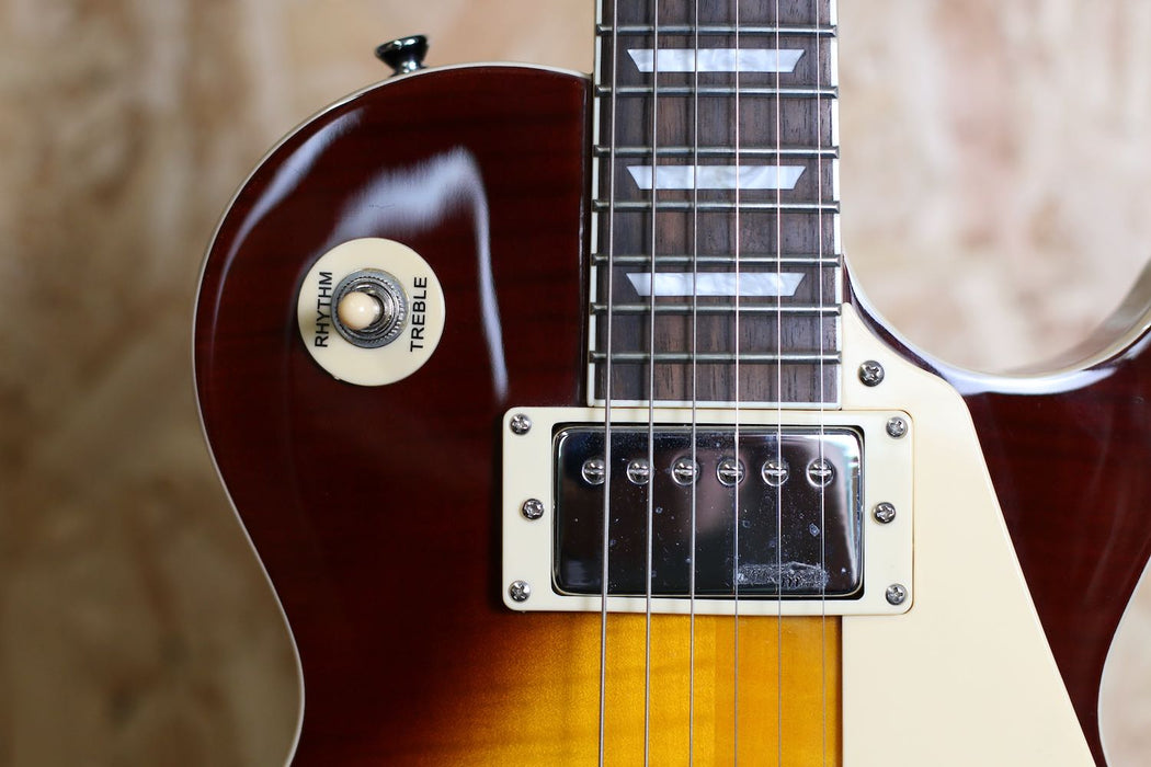 Vintage V100 Electric Guitar Flamed Iced Tea Burst - Pre-owned