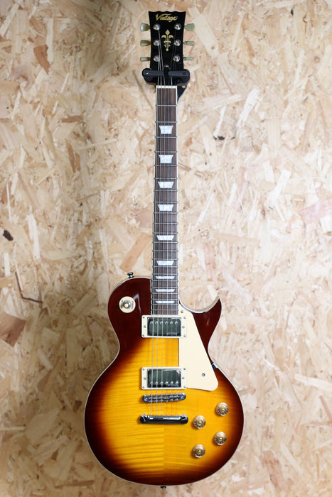 Vintage V100 Electric Guitar Flamed Iced Tea Burst - Pre-owned