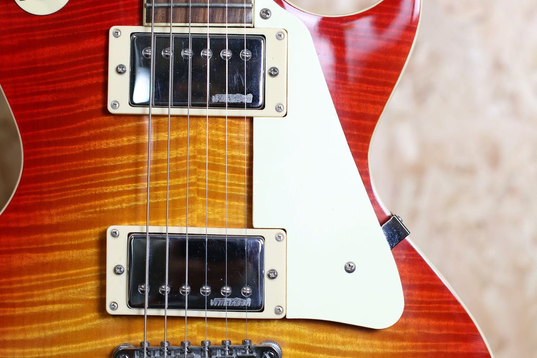 Vintage V100 Electric Guitar Cherry Red Burst AA Flame - Pre-owned