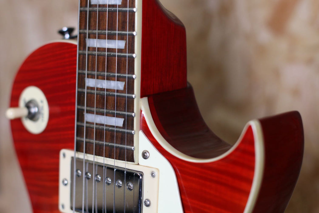 Vintage V100 Electric Guitar Cherry Red Burst AA Flame - Pre-owned