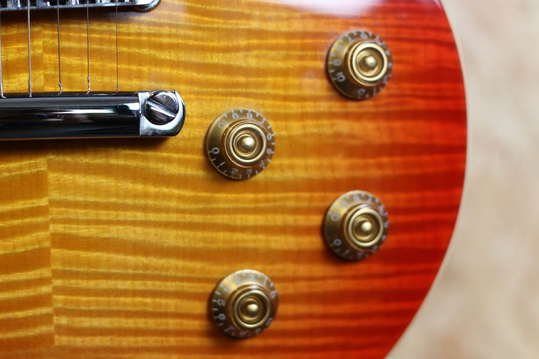 Vintage V100 Electric Guitar Cherry Red Burst AA Flame - Pre-owned