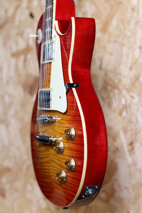 Vintage V100 Electric Guitar Cherry Red Burst AA Flame - Pre-owned