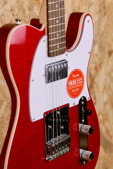 Fender Squier Affinity Series® Telecaster® FMT SH, Laurel Fingerboard, White Pickguard, Crimson Red Transparent