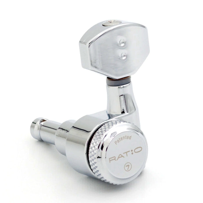 GraphTech RATIO Staggered Electric Locking 7-in-Line Mini Contemporary Machine Heads ~ Chrome