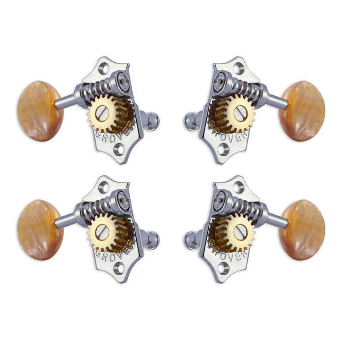 Grover U99 Series Sta-Tite Ukulele Pegs (Set of 4) ~ Chrome ~ Acrylic Buttons