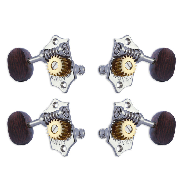 Grover U99 Series Sta-Tite Ukulele Pegs (Set of 4) ~ Chrome ~ Rosewood Buttons