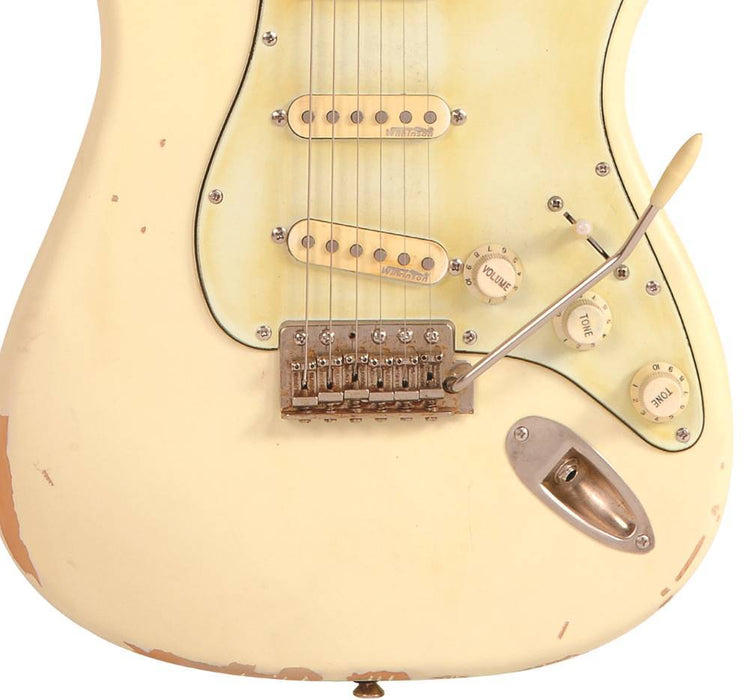 Vintage V6 Thomas Blug Signature Electric Guitar ~ Distressed Vintage White