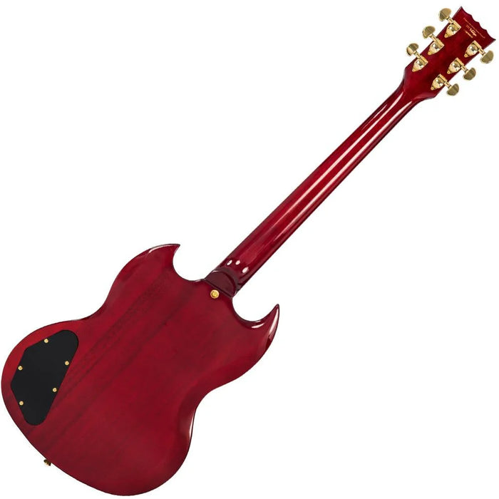 Vintage VS6 3 Pick Up Guitar With Vibrola, Cherry Red