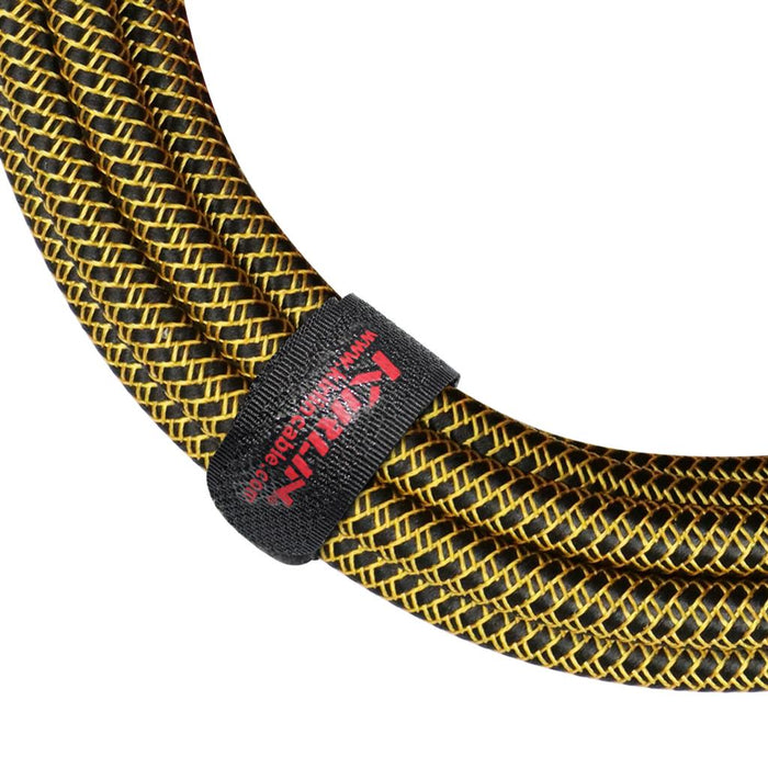 Kirlin 20ft Fabric Cable 1/4" Mono Plug Straight to Straight - Tweed | Black & Yellow