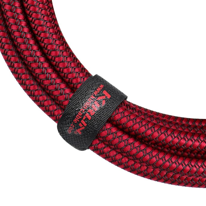 Kirlin 20ft Fabric Cable 1/4" Mono Plug Straight to Straight - Red