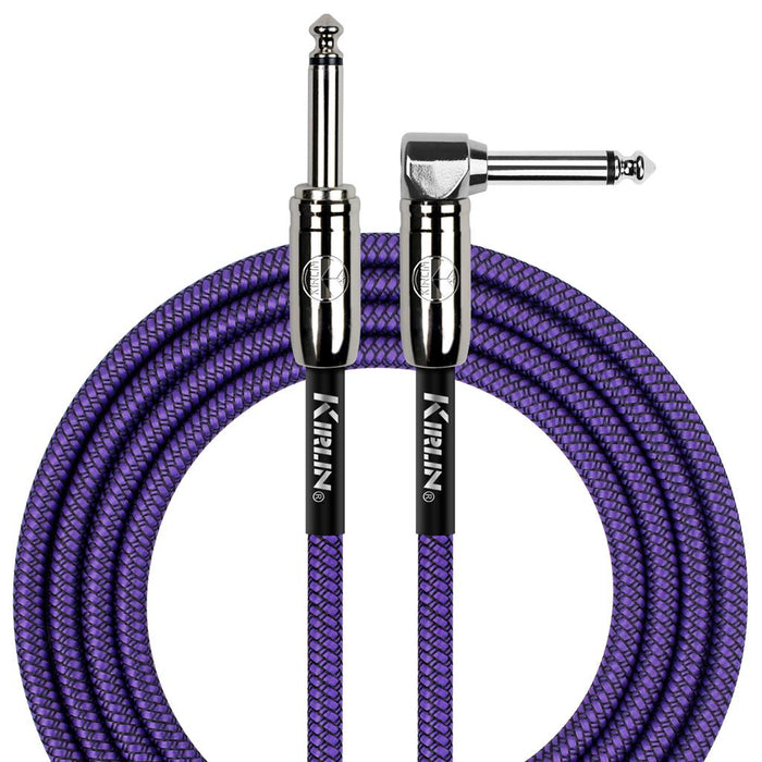 Kirlin 10ft Fabric Cable 1/4" Mono Plug Straight to Angle - Purple