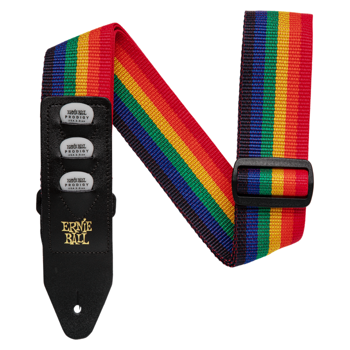 ERNIE BALL PICK HOLDER GUITAR STRAP - RAINBOW - Guitar Warehouse