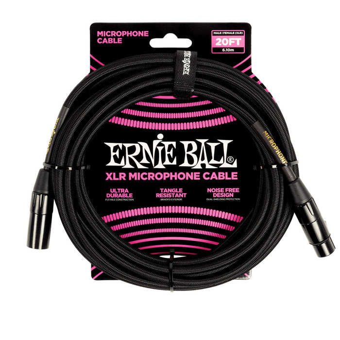 Ernie Ball Braided Microphone Cable Male XLR to Female XLR 20ft / 6.10m