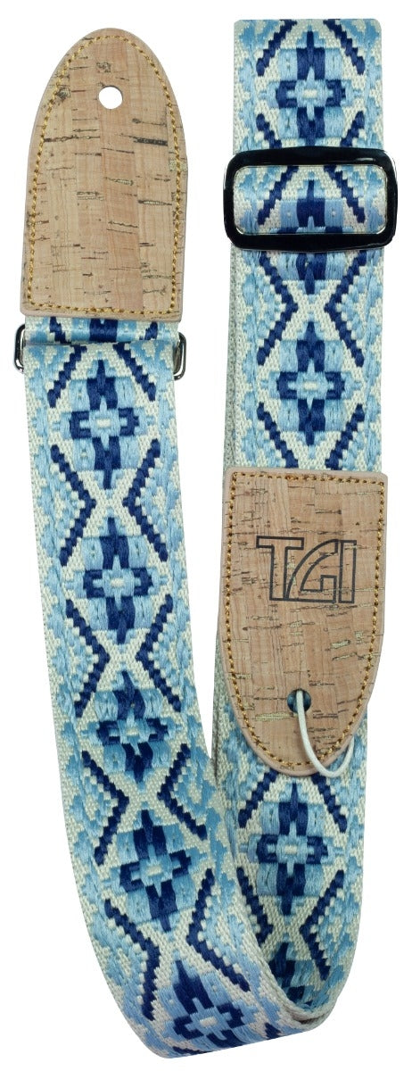 TGI GUITAR STRAP WOVEN COTTON VEGAN - ROYAL BLUE - Guitar Warehouse