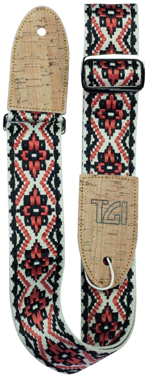 TGI GUITAR STRAP WOVEN COTTON VEGAN - RED - Guitar Warehouse