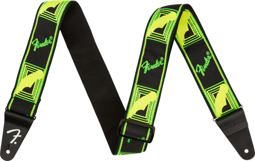 Fender® Neon Monogrammed Strap, Green and Yellow, 2" - Guitar Warehouse