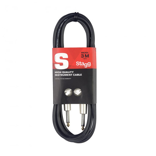 Stagg Deluxe Instrument Cable 3m (10ft) Straight to Straight Jack - Black - Guitar Warehouse