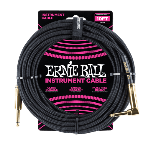 Ernie Ball Braided Cable P06081 - 10FT BLACK - Guitar Warehouse