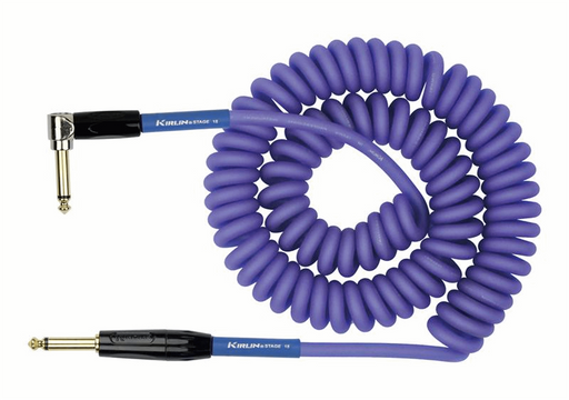 Kirlin Premium Coil Cable in Purple - Right Angle to Straight Jack - 30ft - Guitar Warehouse