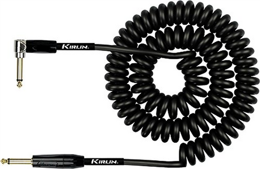 Kirlin Premium Coil Cable in Black - Right Angle to Straight Jack - 30ft - Guitar Warehouse