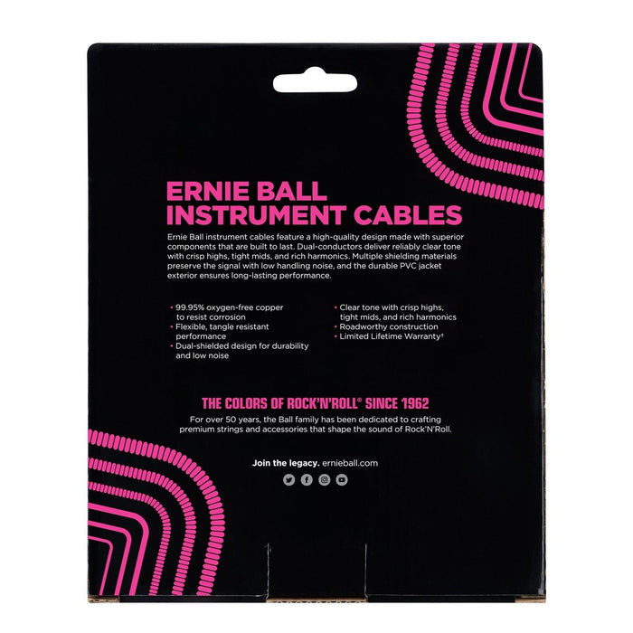 Ernie Ball Coil Cable SS 30ft - Black - Guitar Warehouse