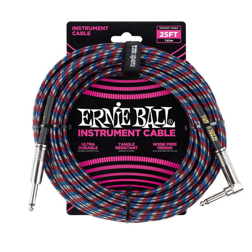 Ernie Ball Braided Cable SS 25ft - Blue/Red - Guitar Warehouse